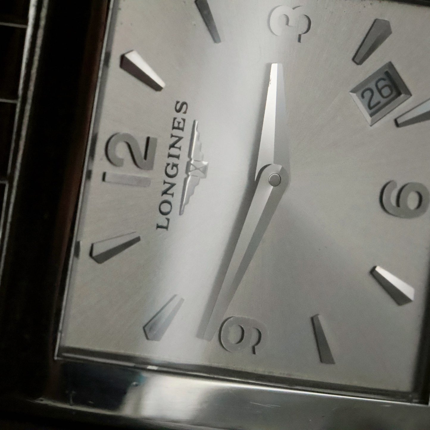 Longines | Silver Dial | Stainless Steel Square Case | Integrated Bracelet, view 4