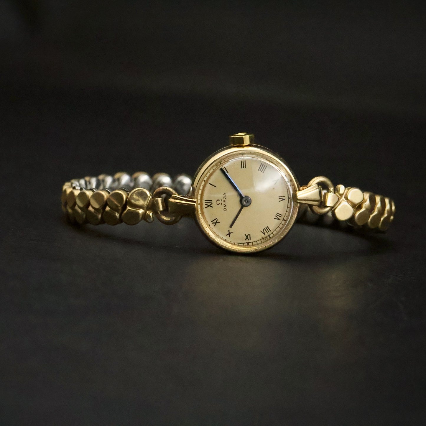 Omega Ladies Cocktail Watch | Solid 14K Gold Case | Roman Dial | Circa 1940, view 1