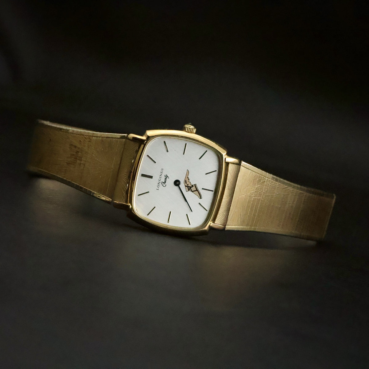 Longines Quartz | Silver Linen Dial | Gold-Tone Cushion | Named 1981 Service Award, view 2