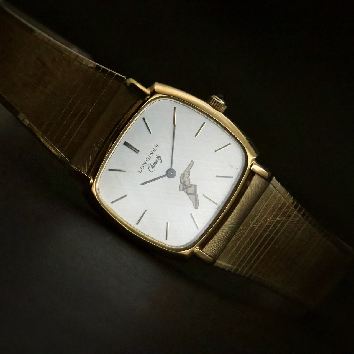 Longines Quartz | Silver Linen Dial | Gold-Tone Cushion | Named 1981 Service Award, view 4