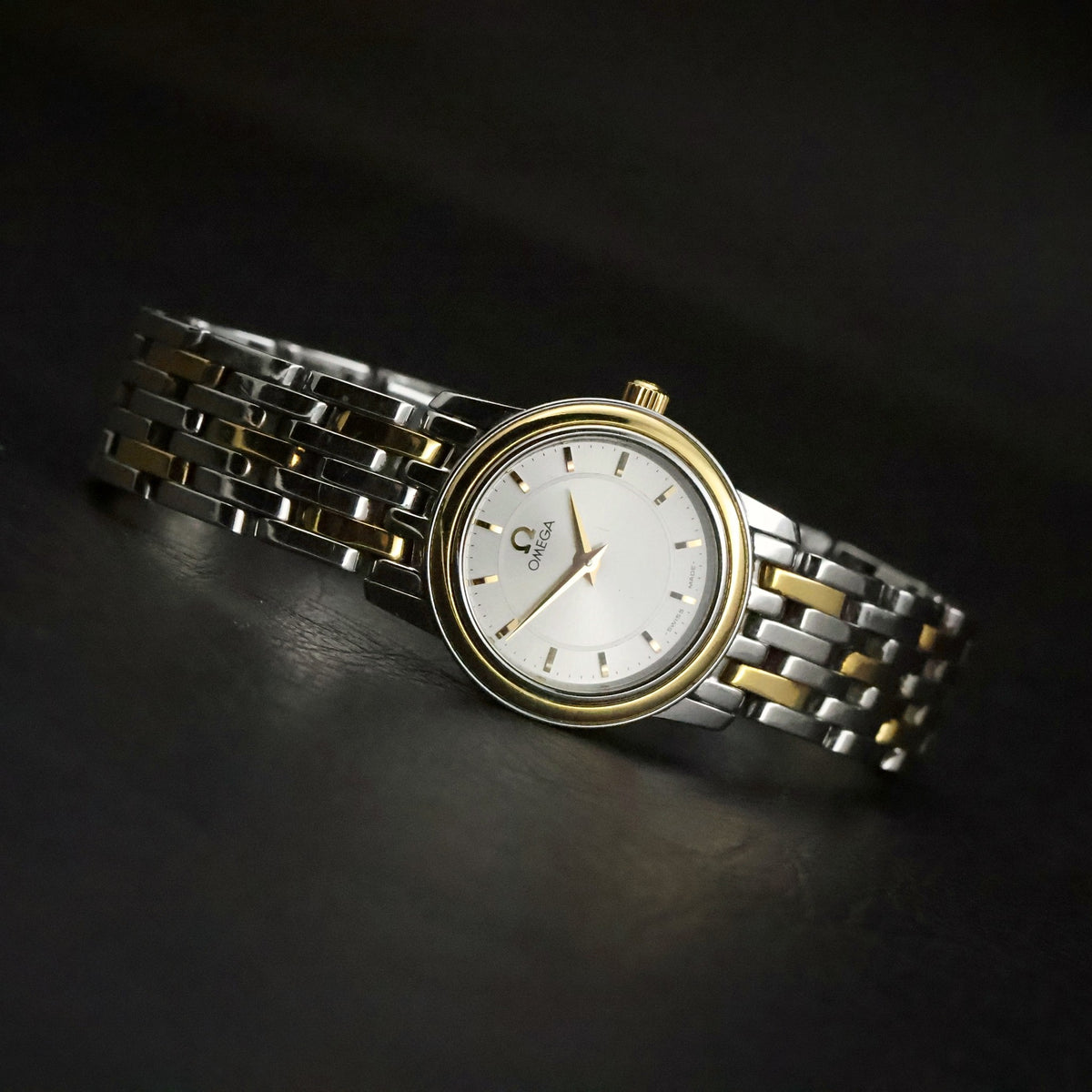 Omega De Ville | Ladies Quartz | Two-Tone Steel and Gold | Silver Baton Dial, view 1