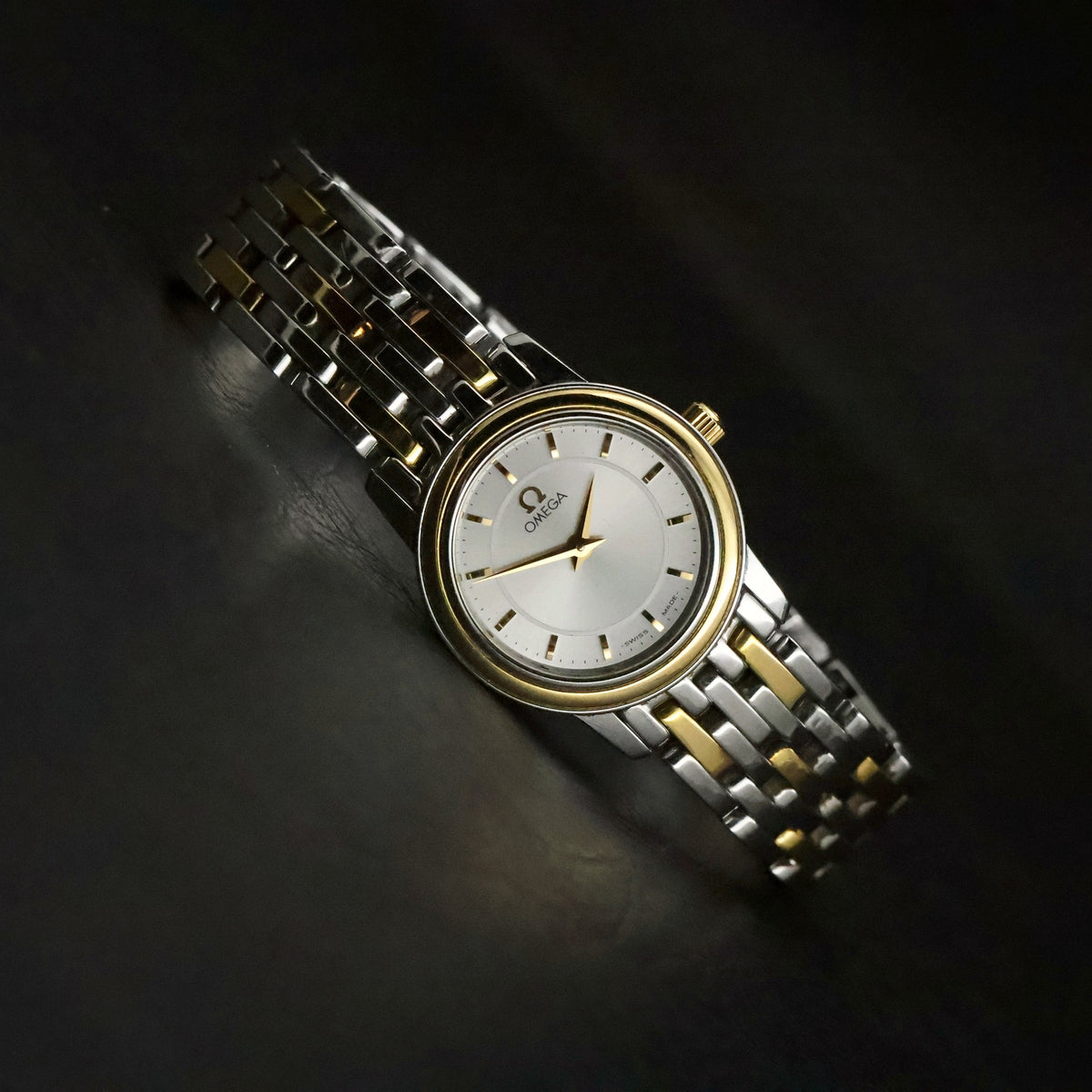 Omega De Ville | Ladies Quartz | Two-Tone Steel and Gold | Silver Baton Dial, view 2