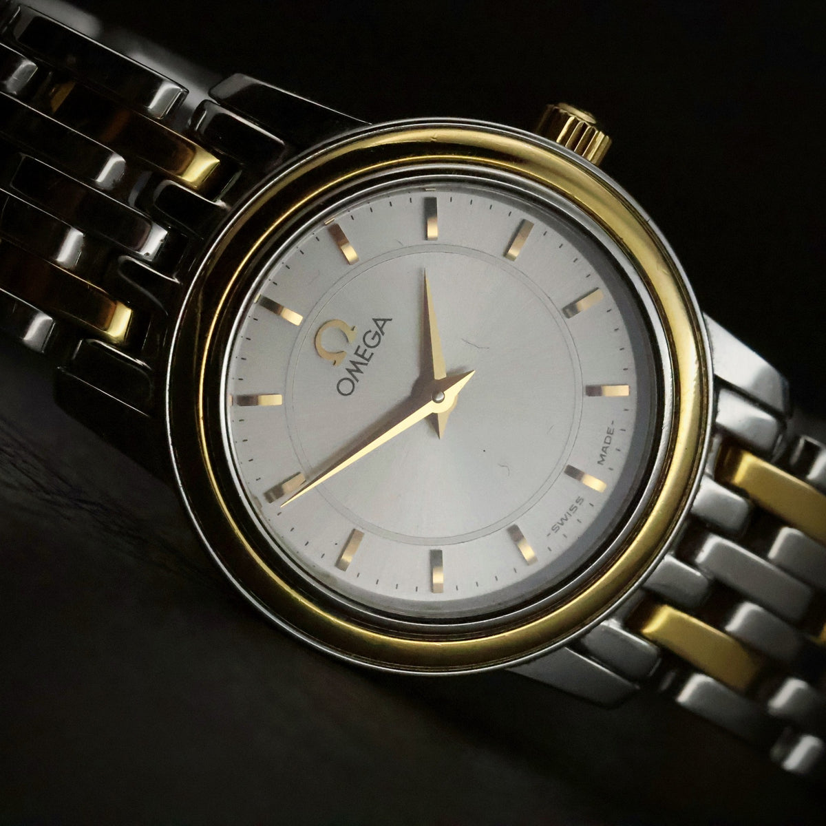 Omega De Ville | Ladies Quartz | Two-Tone Steel and Gold | Silver Baton Dial, view 3