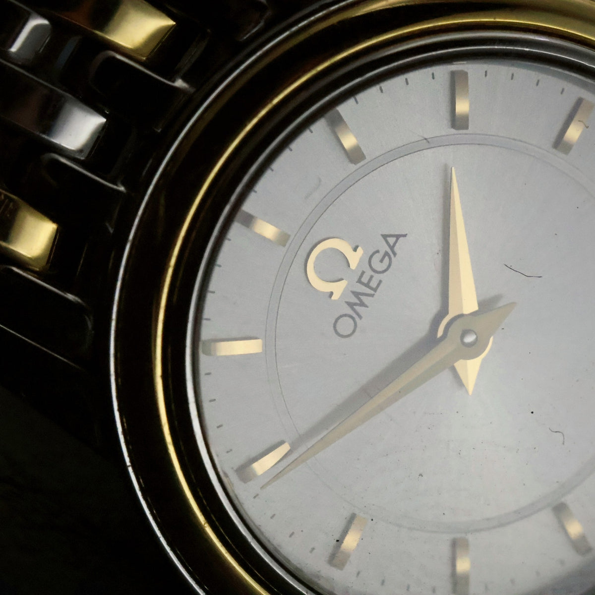 Omega De Ville | Ladies Quartz | Two-Tone Steel and Gold | Silver Baton Dial, view 4