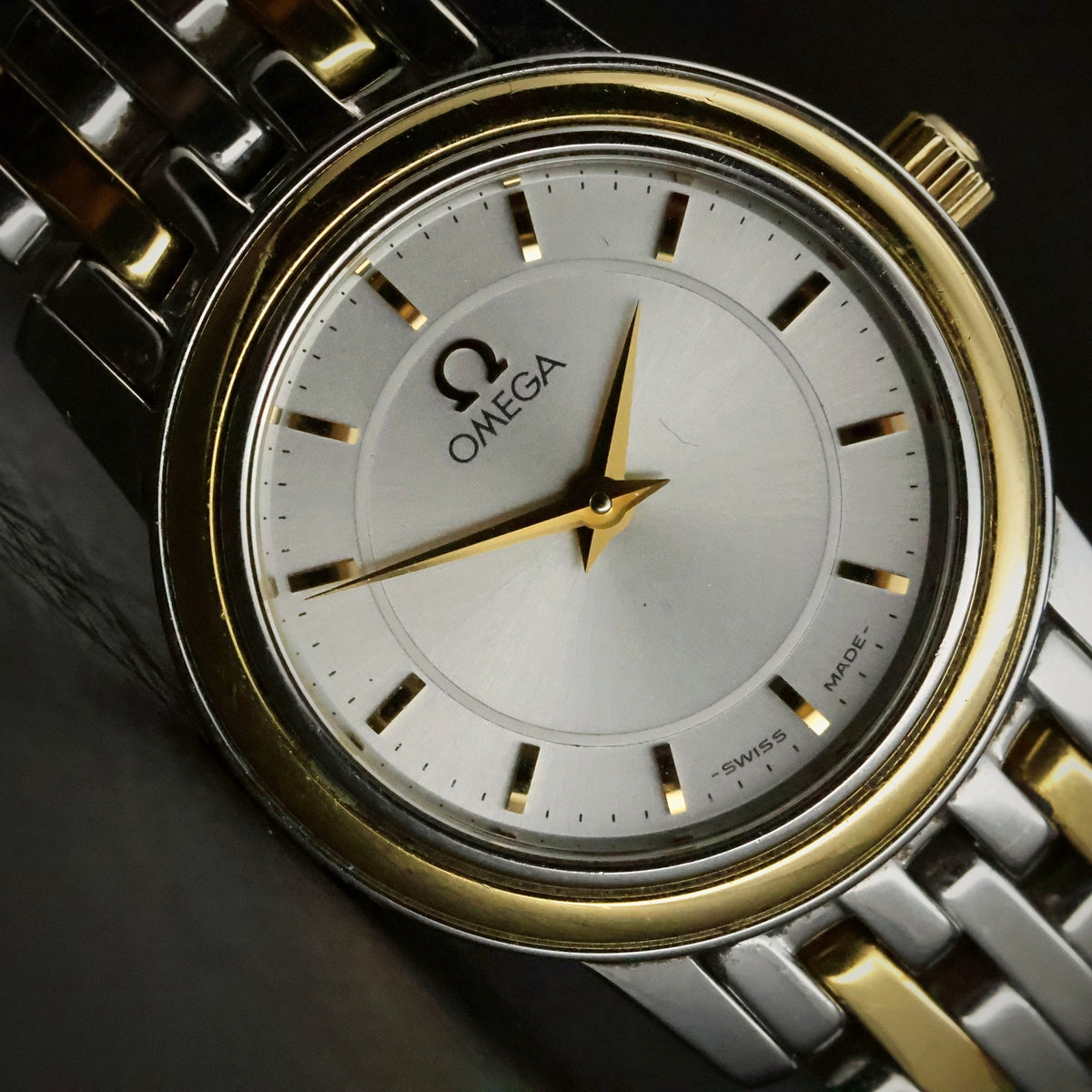 Omega De Ville | Ladies Quartz | Two-Tone Steel and Gold | Silver Baton Dial, view 5