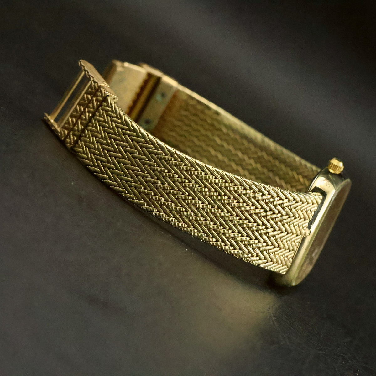 Accutron Swiss | Champagne Dial | Gold-Tone Cushion | Woven Mesh Bracelet, view 6