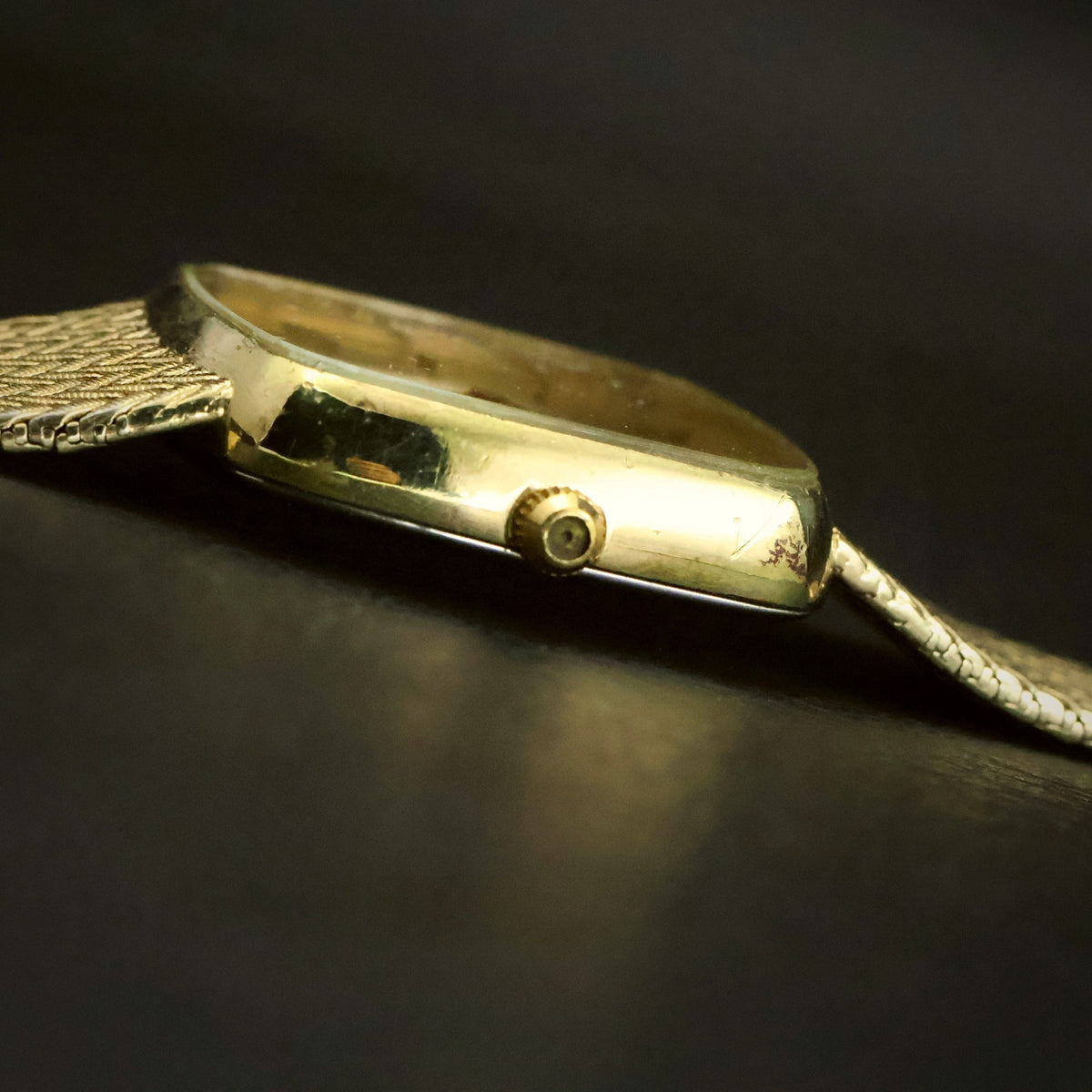 Accutron Swiss | Champagne Dial | Gold-Tone Cushion | Woven Mesh Bracelet, view 9