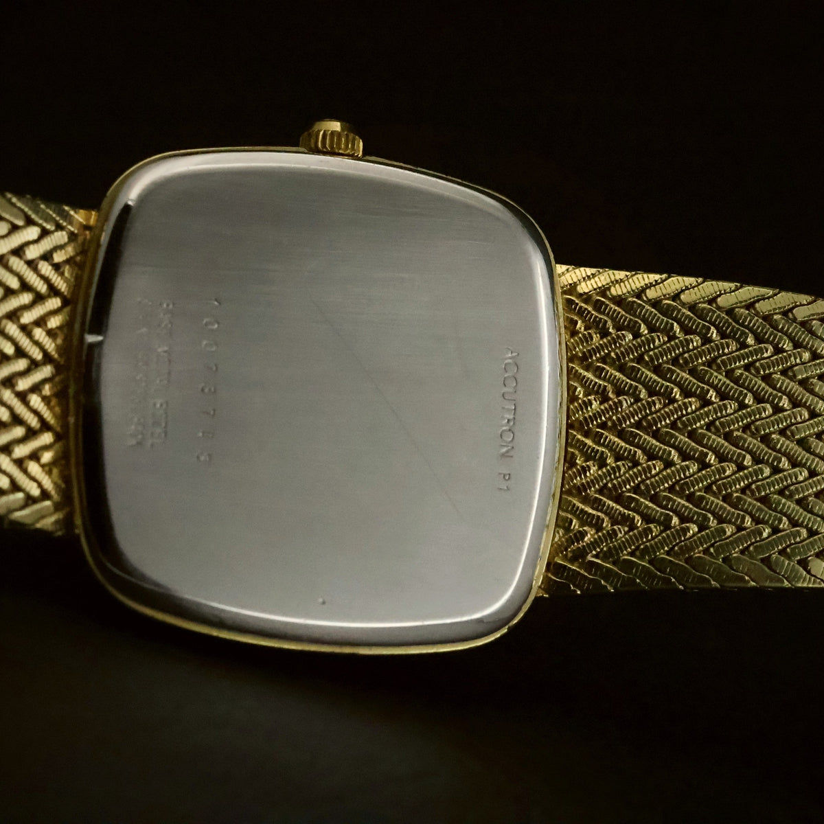 Accutron Swiss | Champagne Dial | Gold-Tone Cushion | Woven Mesh Bracelet, view 11