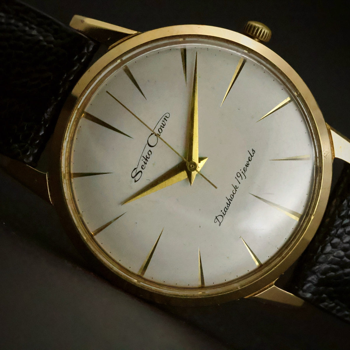 Seiko Crown | Silver Dial | Gold-Plated | Manual Wind | Diashock 19 Jewels, view 4
