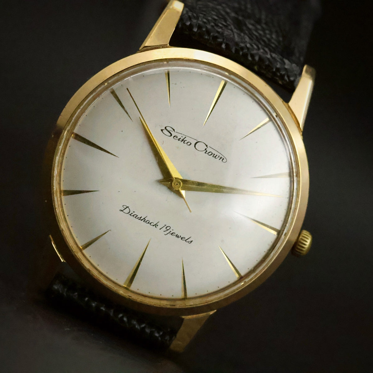 Seiko Crown | Silver Dial | Gold-Plated | Manual Wind | Diashock 19 Jewels, view 8