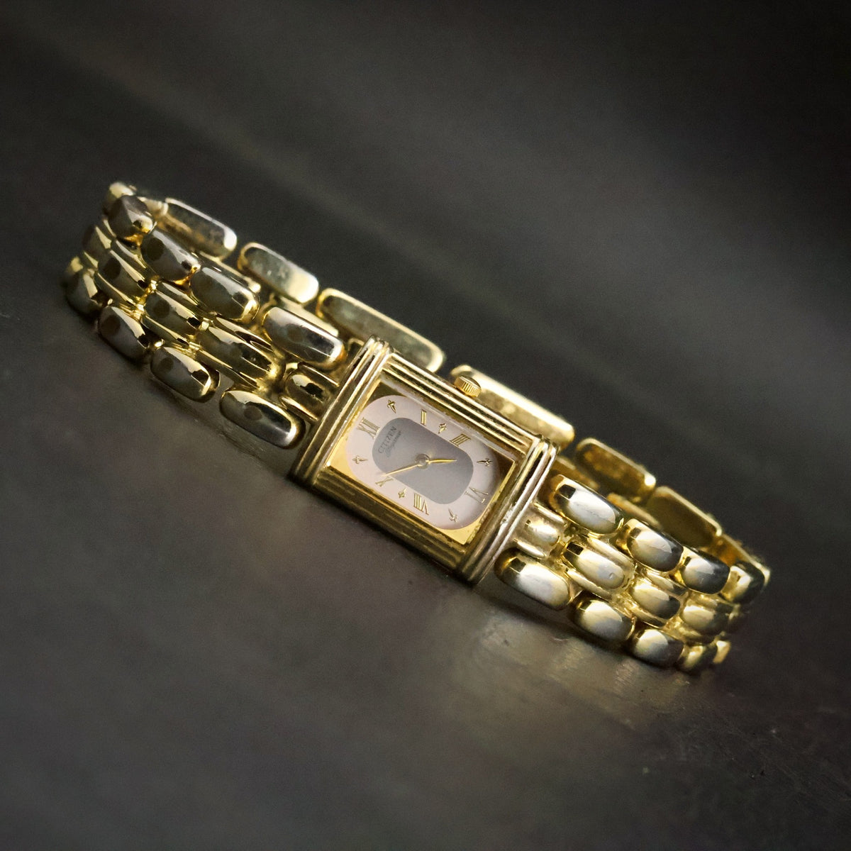 Citizen Elegance | Two-Tone Roman Dial | Gold-Tone Rectangular | Fancy-Link Bracelet, view 1