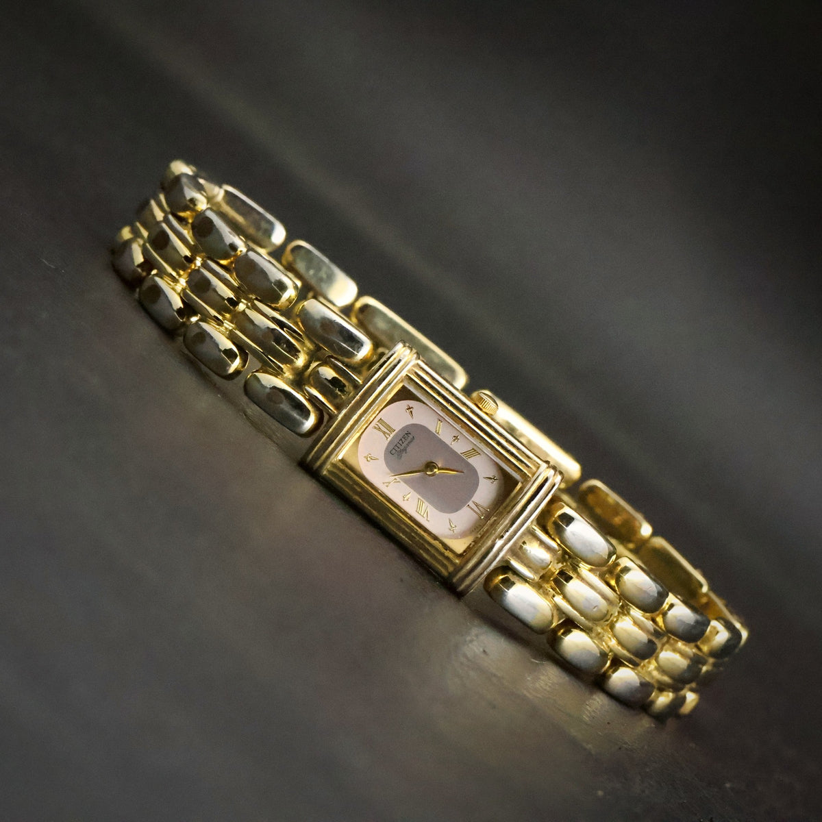 Citizen Elegance | Two-Tone Roman Dial | Gold-Tone Rectangular | Fancy-Link Bracelet, view 2
