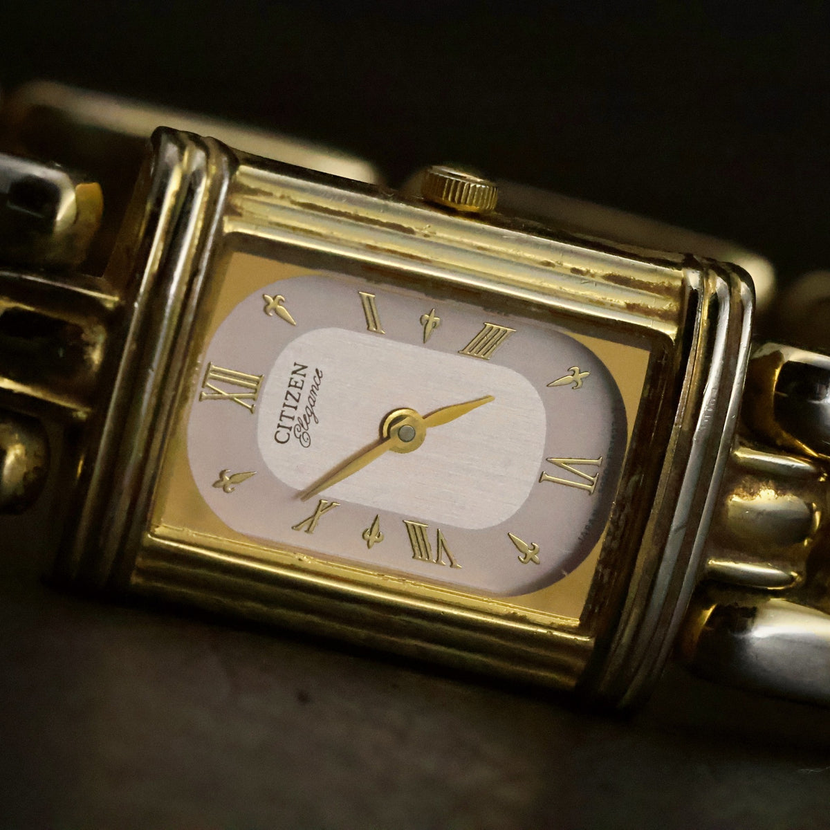 Citizen Elegance | Two-Tone Roman Dial | Gold-Tone Rectangular | Fancy-Link Bracelet, view 4