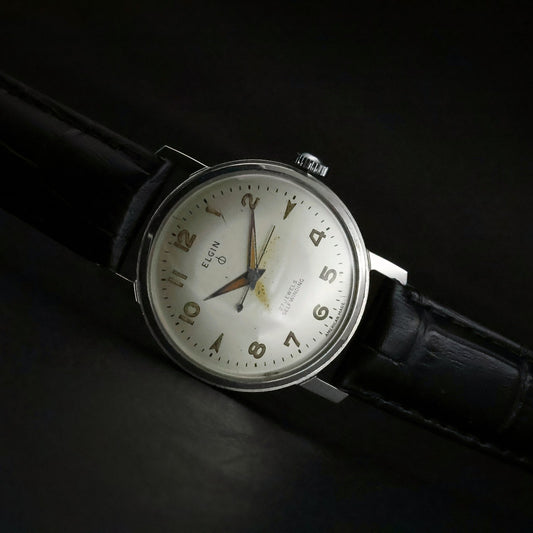 Elgin Durapower | Silver Arabic Dial | 27 Jewels Self Winding | Stainless Steel, view 2