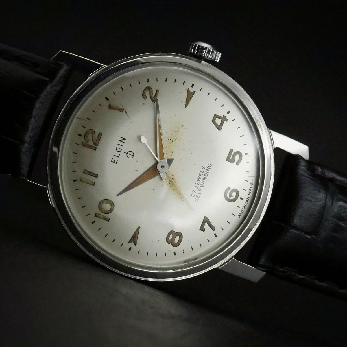 Elgin Durapower | Silver Arabic Dial | 27 Jewels Self Winding | Stainless Steel, view 6