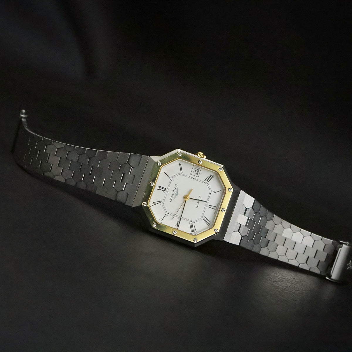 Longines Quartz | Octagonal Two-Tone | White Roman Dial | Integrated Bracelet, view 2