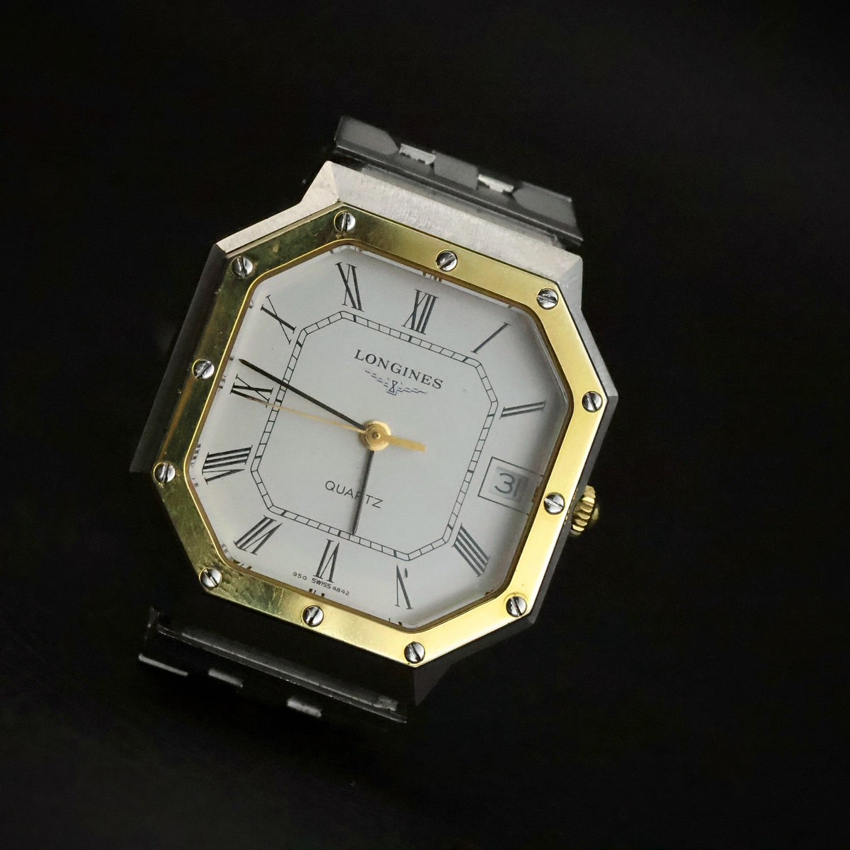 Longines Quartz | Octagonal Two-Tone | White Roman Dial | Integrated Bracelet, view 13