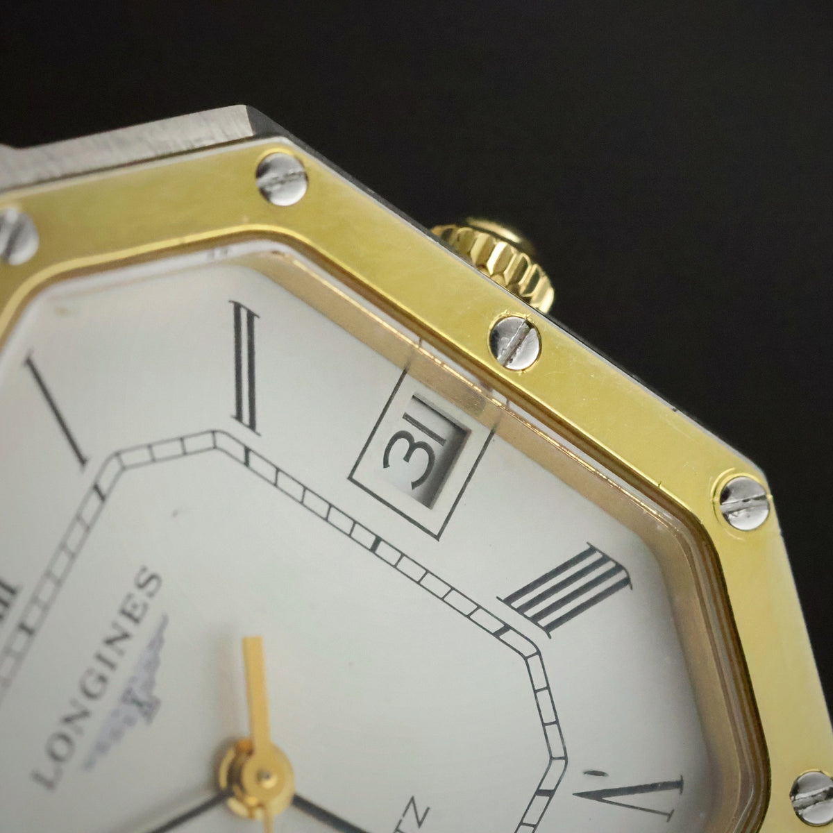 Longines Quartz | Octagonal Two-Tone | White Roman Dial | Integrated Bracelet, view 27