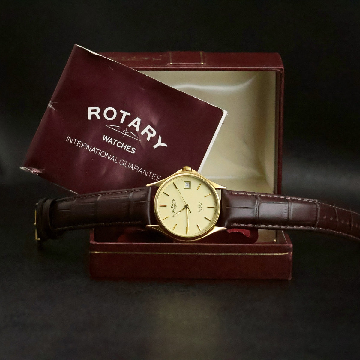 Rotary Quartz | Champagne Dial | Gold Plated | Boxed with 1988 Stamped Guarantee, view 3