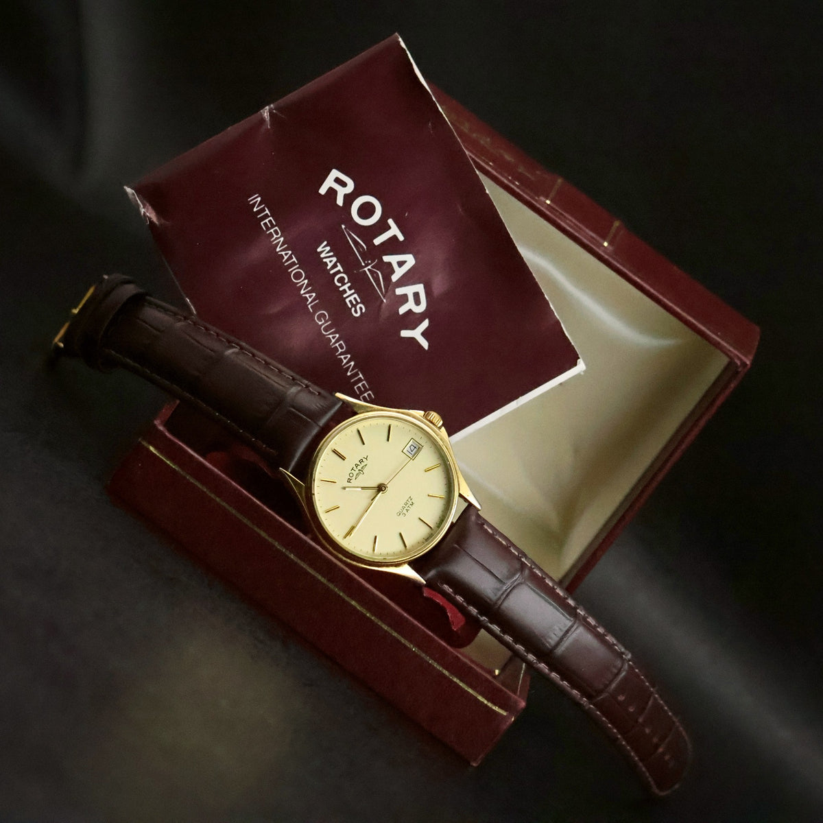 Rotary Quartz | Champagne Dial | Gold Plated | Boxed with 1988 Stamped Guarantee, view 4