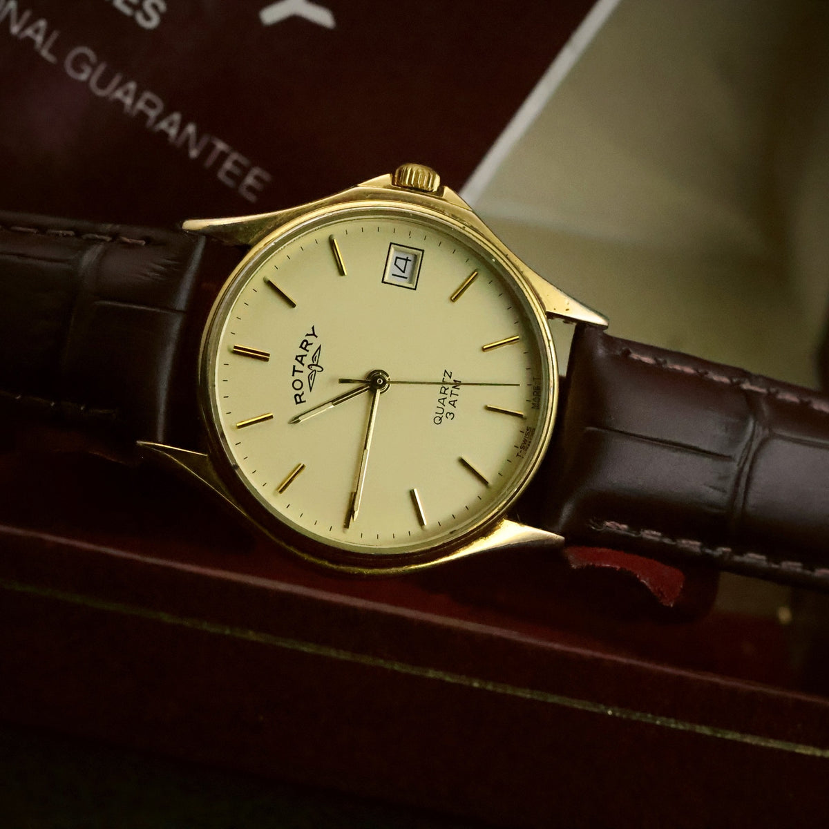 Rotary Quartz | Champagne Dial | Gold Plated | Boxed with 1988 Stamped Guarantee, view 5