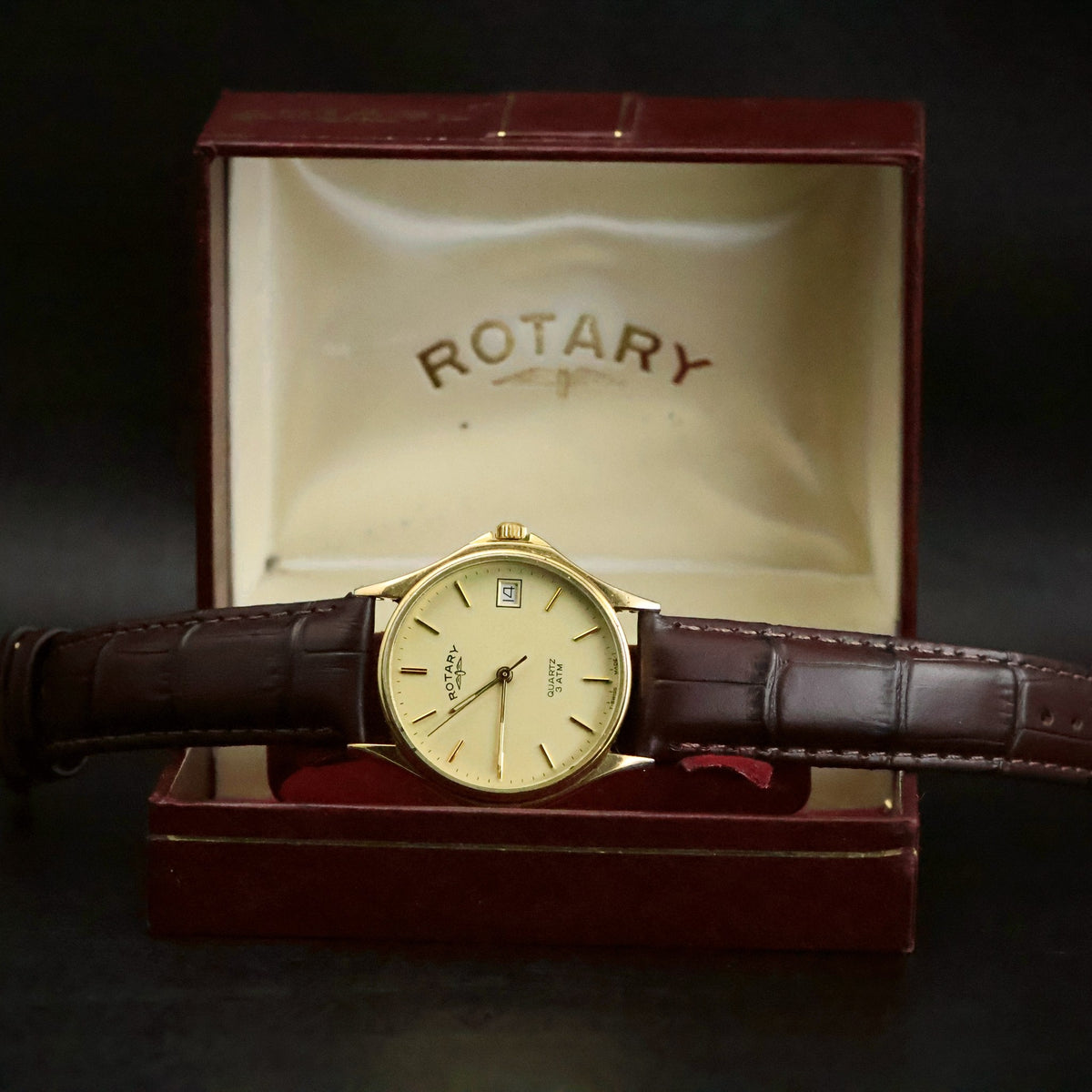 Rotary Quartz | Champagne Dial | Gold Plated | Boxed with 1988 Stamped Guarantee, view 7