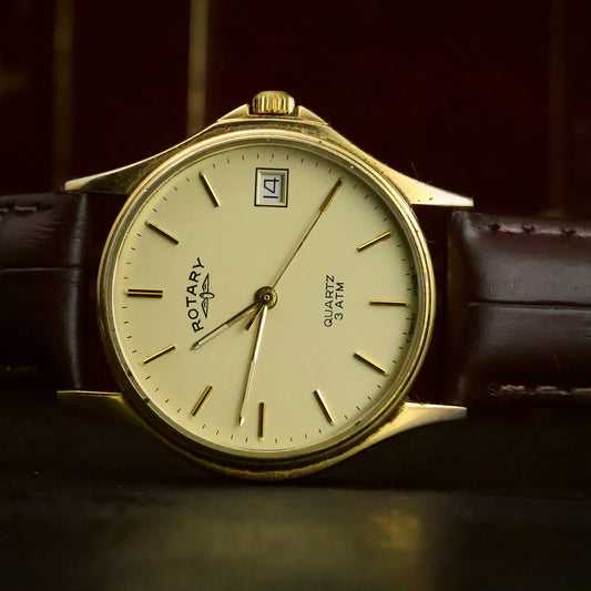 Rotary Quartz | Champagne Dial | Gold Plated | Boxed with 1988 Stamped Guarantee, view 11