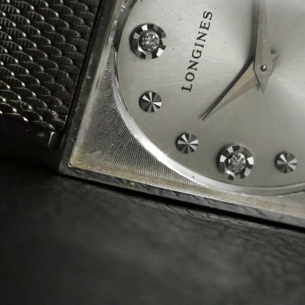 Longines Diamond Dial | White Gold Filled Square | Kestenmade Mesh | Wittnauer Box and Guarantee, view 20