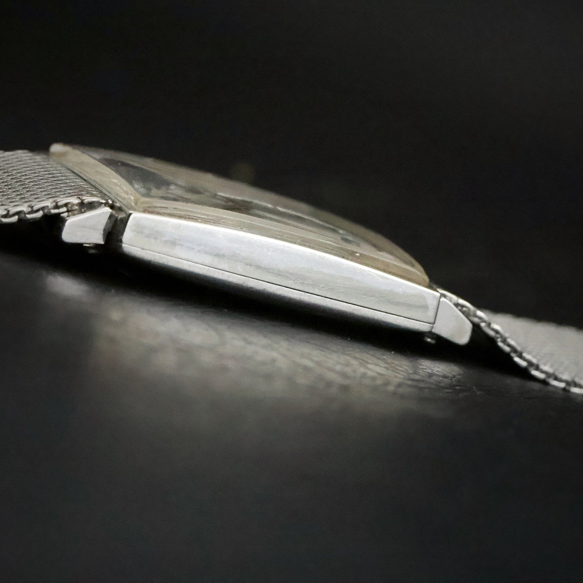Longines Diamond Dial | White Gold Filled Square | Kestenmade Mesh | Wittnauer Box and Guarantee, view 27