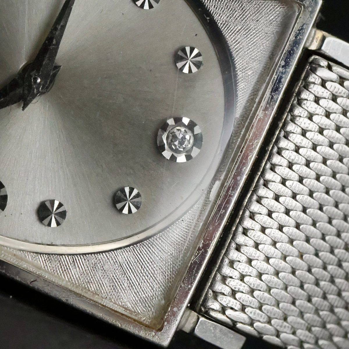 Longines Diamond Dial | White Gold Filled Square | Kestenmade Mesh | Wittnauer Box and Guarantee, view 32