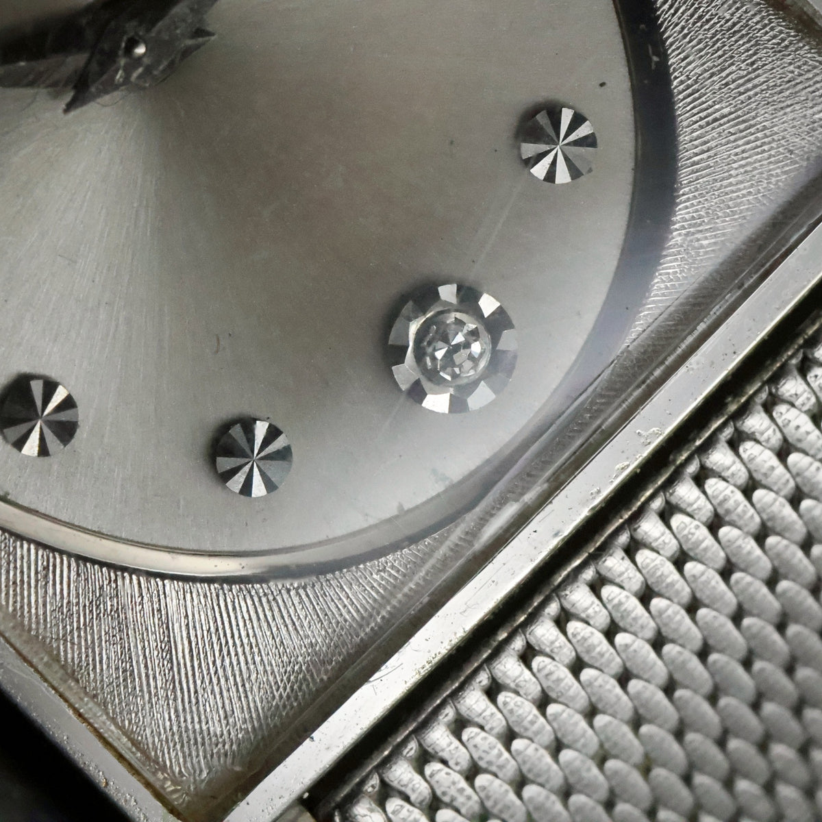 Longines Diamond Dial | White Gold Filled Square | Kestenmade Mesh | Wittnauer Box and Guarantee, view 34
