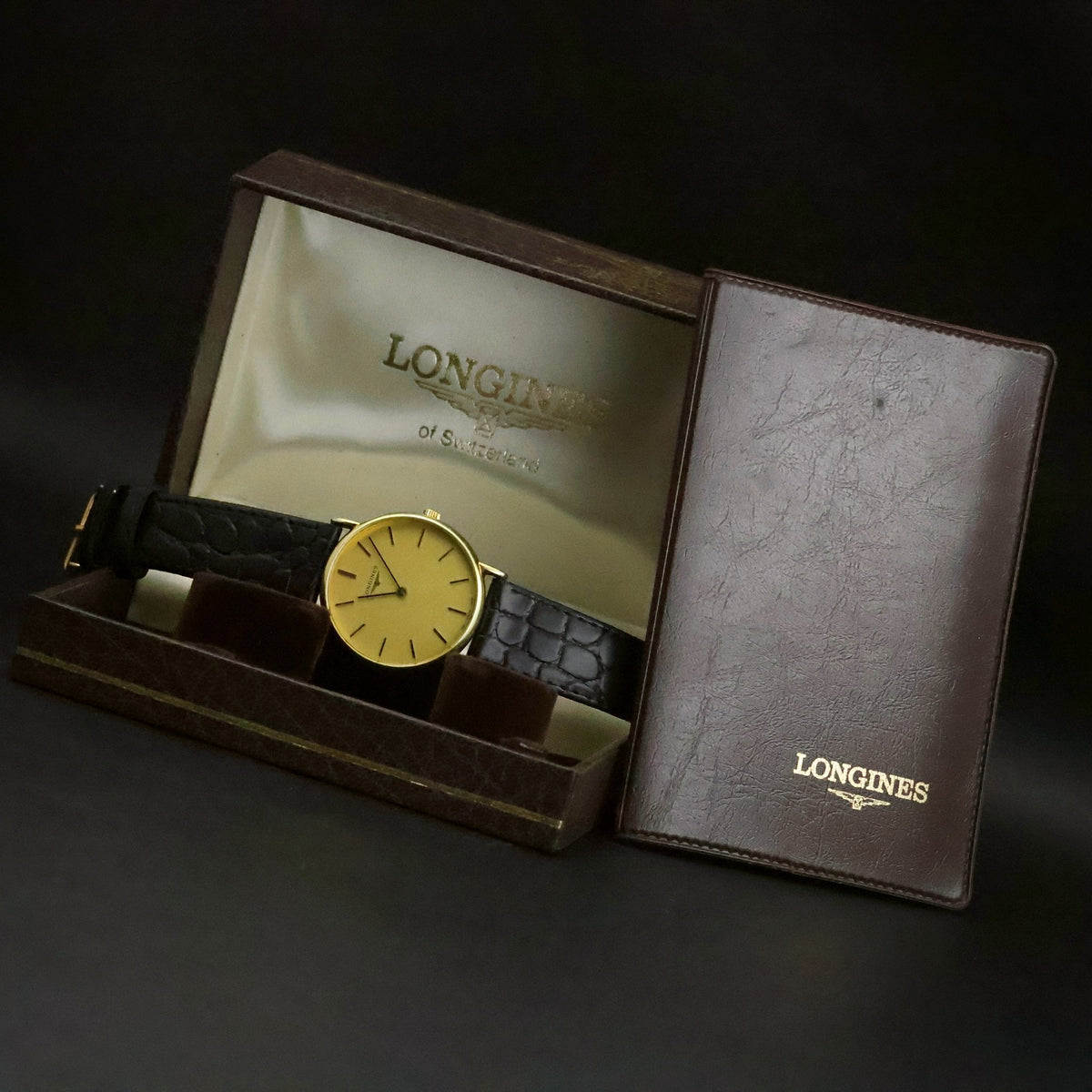 Longines Ultra-Thin Quartz | Champagne Dial | Gold Plated | Full Set with 1984 Certificate, view 1