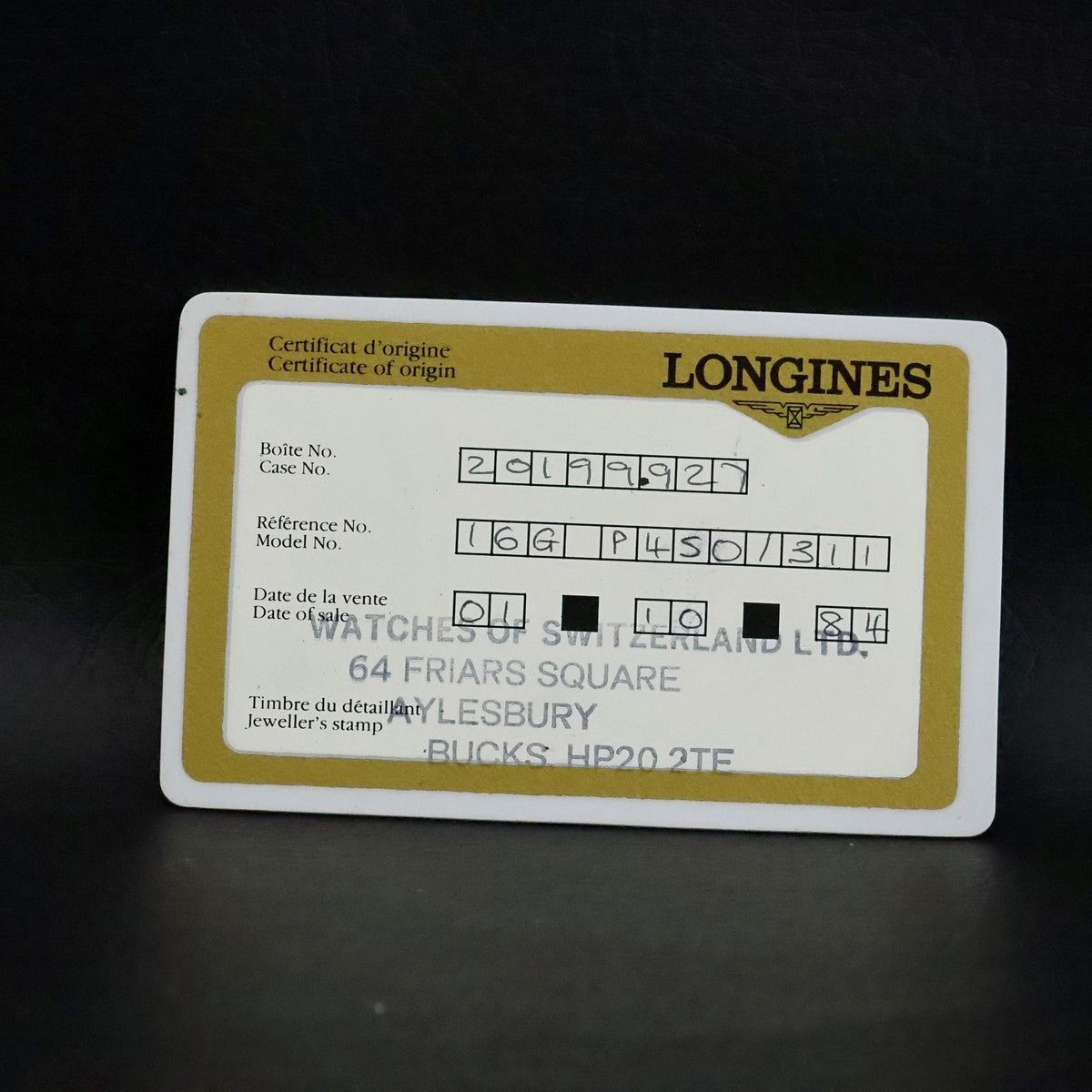 Longines Ultra-Thin Quartz | Champagne Dial | Gold Plated | Full Set with 1984 Certificate, view 6