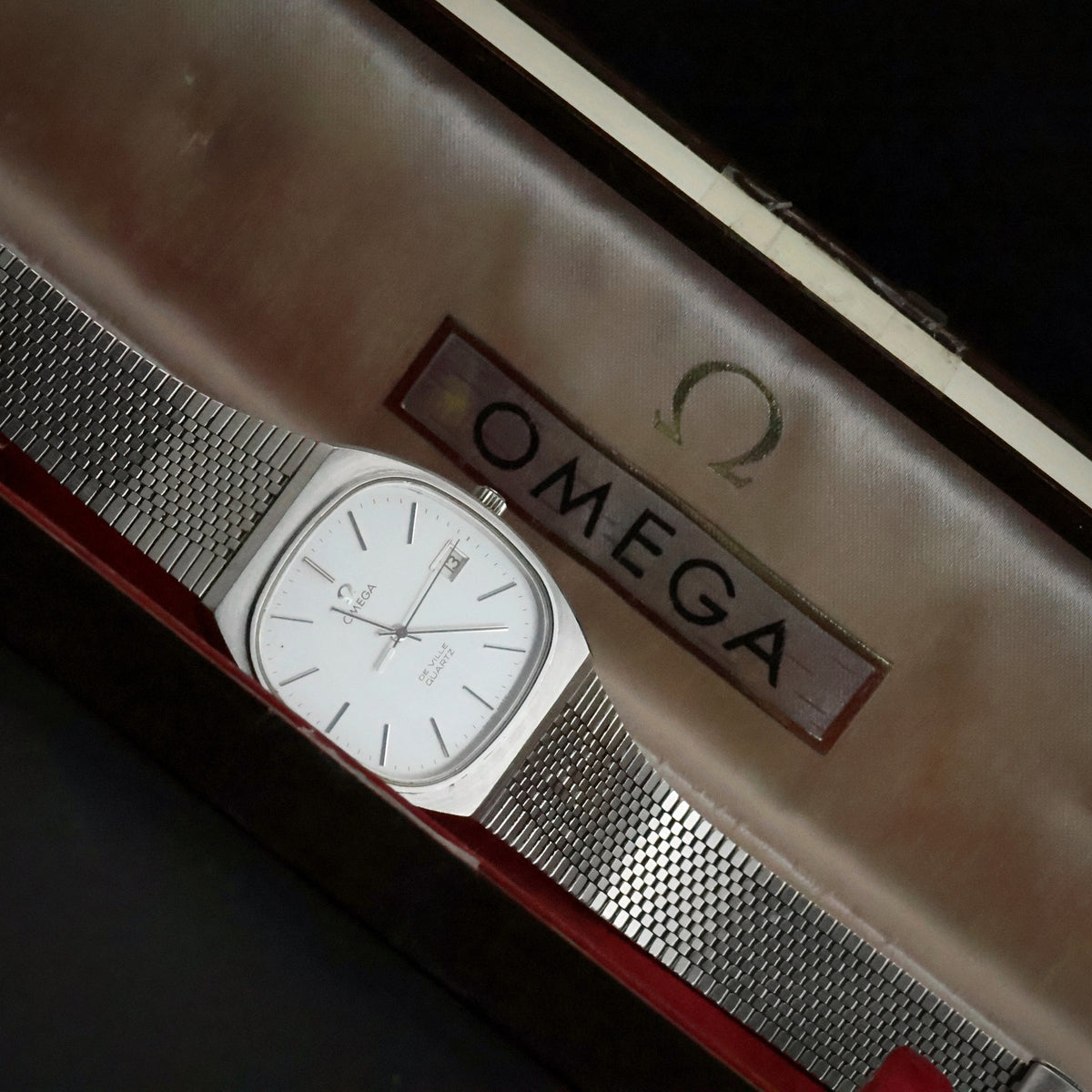 Omega De Ville Quartz | Blue-Grey Dial | Steel TV Case | Omega Bracelet | Boxed, view 2