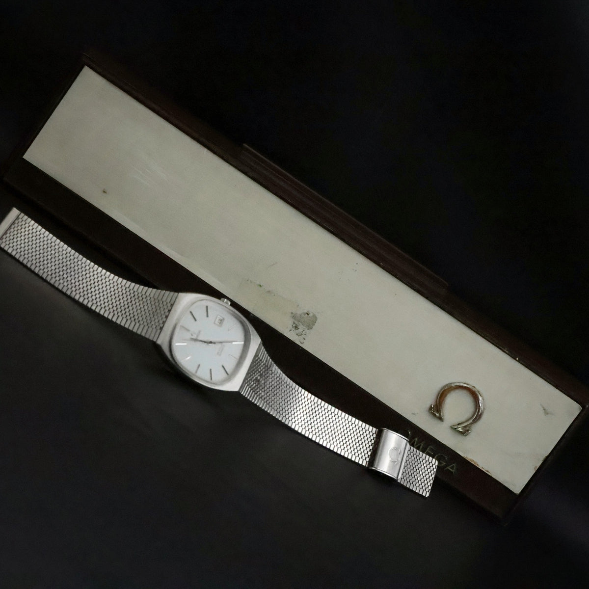 Omega De Ville Quartz | Blue-Grey Dial | Steel TV Case | Omega Bracelet | Boxed, view 5