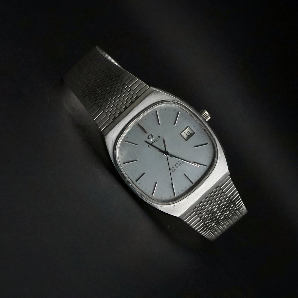 Omega De Ville Quartz | Blue-Grey Dial | Steel TV Case | Omega Bracelet | Boxed, view 7