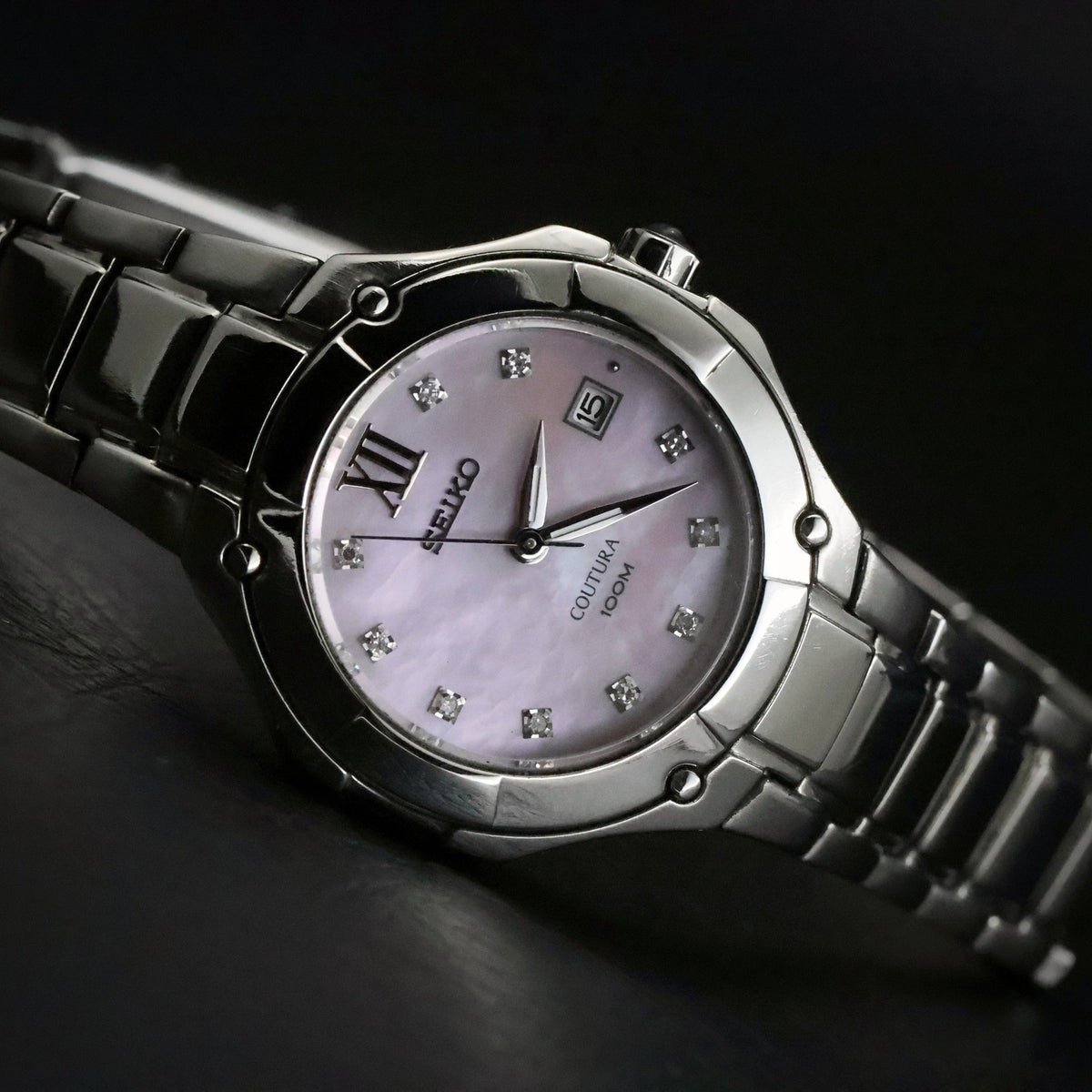 Seiko Coutura Ladies | Pink Mother-of-Pearl | Diamond Markers | Sapphire Crystal, view 3