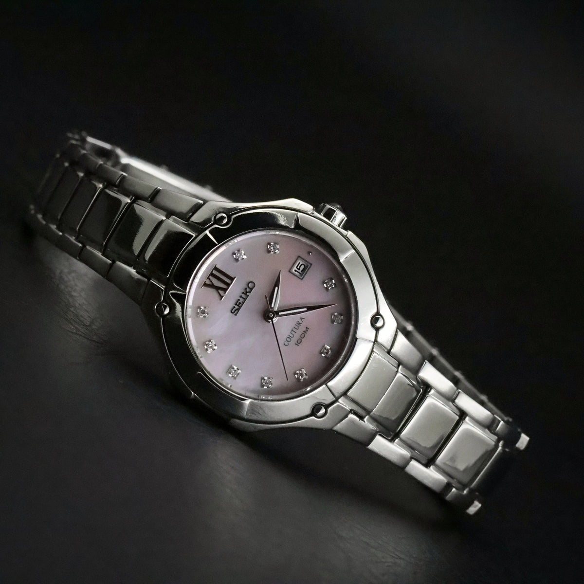 Seiko Coutura Ladies | Pink Mother-of-Pearl | Diamond Markers | Sapphire Crystal, view 8