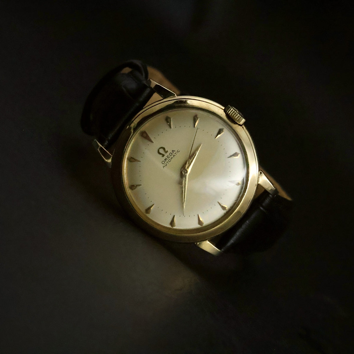 Omega Automatic | Cream Dial | Arrowhead Markers | 14K Gold Filled | 1950s, view 1