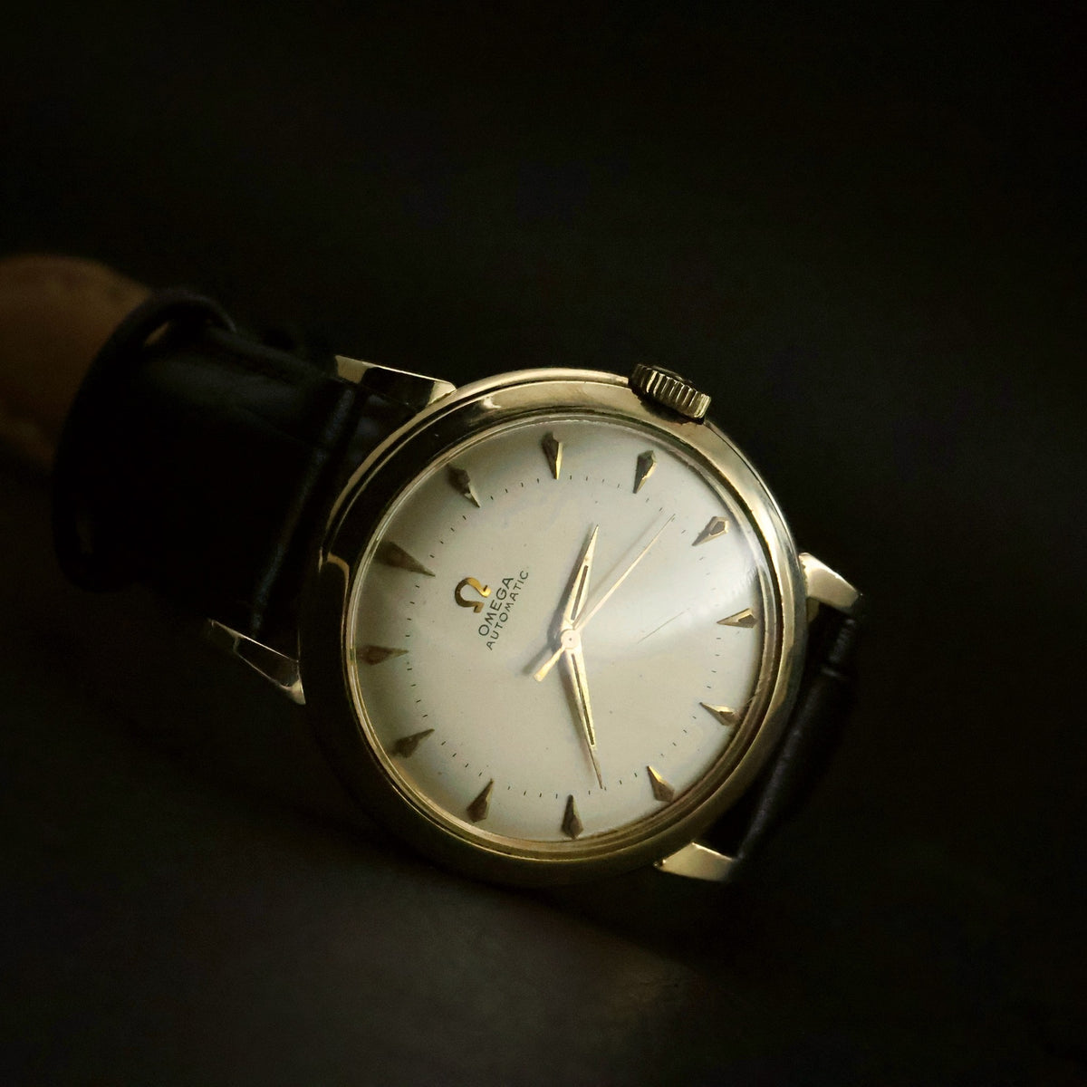 Omega Automatic | Cream Dial | Arrowhead Markers | 14K Gold Filled | 1950s, view 2