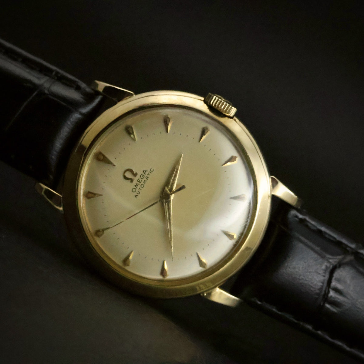 Omega Automatic | Cream Dial | Arrowhead Markers | 14K Gold Filled | 1950s, view 4