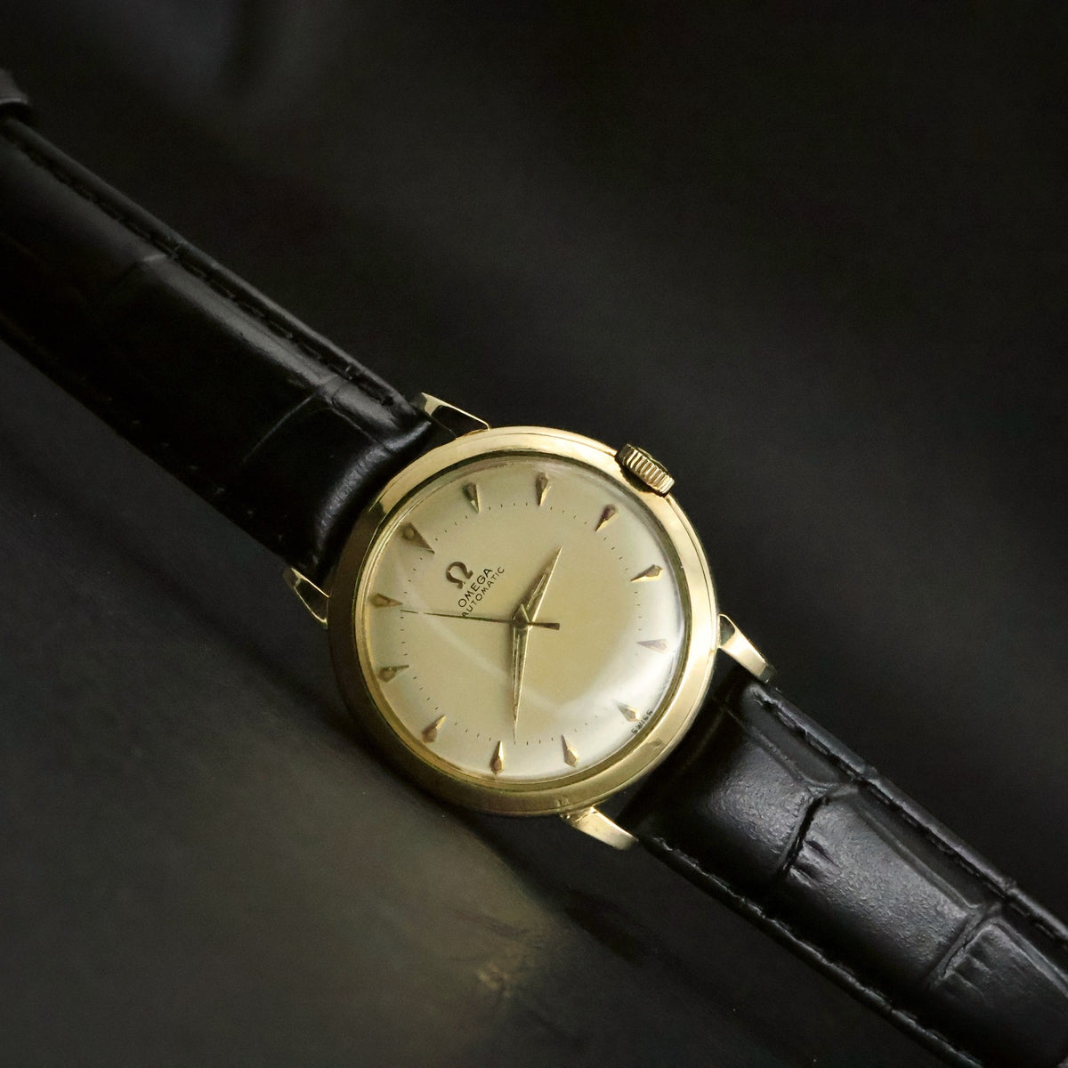 Omega Automatic | Cream Dial | Arrowhead Markers | 14K Gold Filled | 1950s, view 5