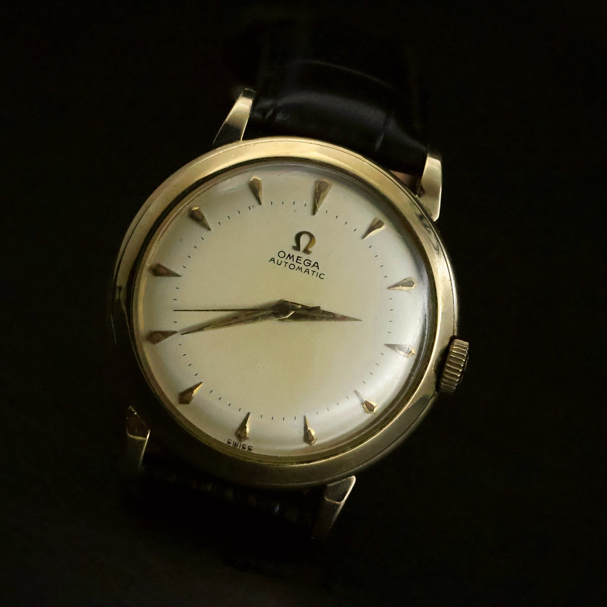 Omega Automatic | Cream Dial | Arrowhead Markers | 14K Gold Filled | 1950s, view 7