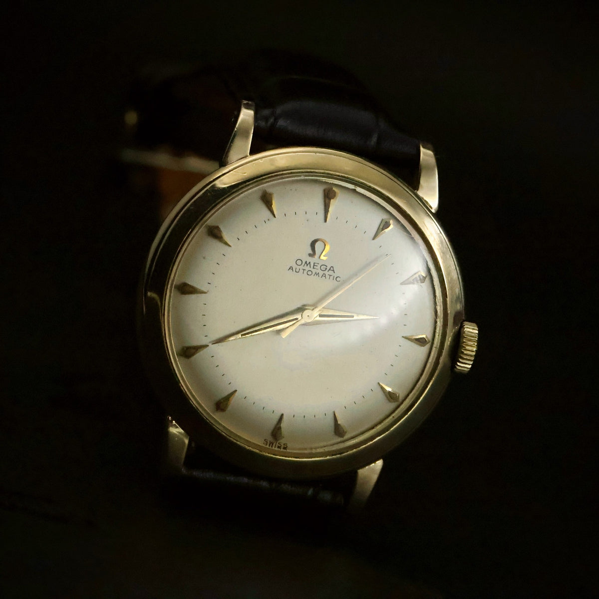 Omega Automatic | Cream Dial | Arrowhead Markers | 14K Gold Filled | 1950s, view 9
