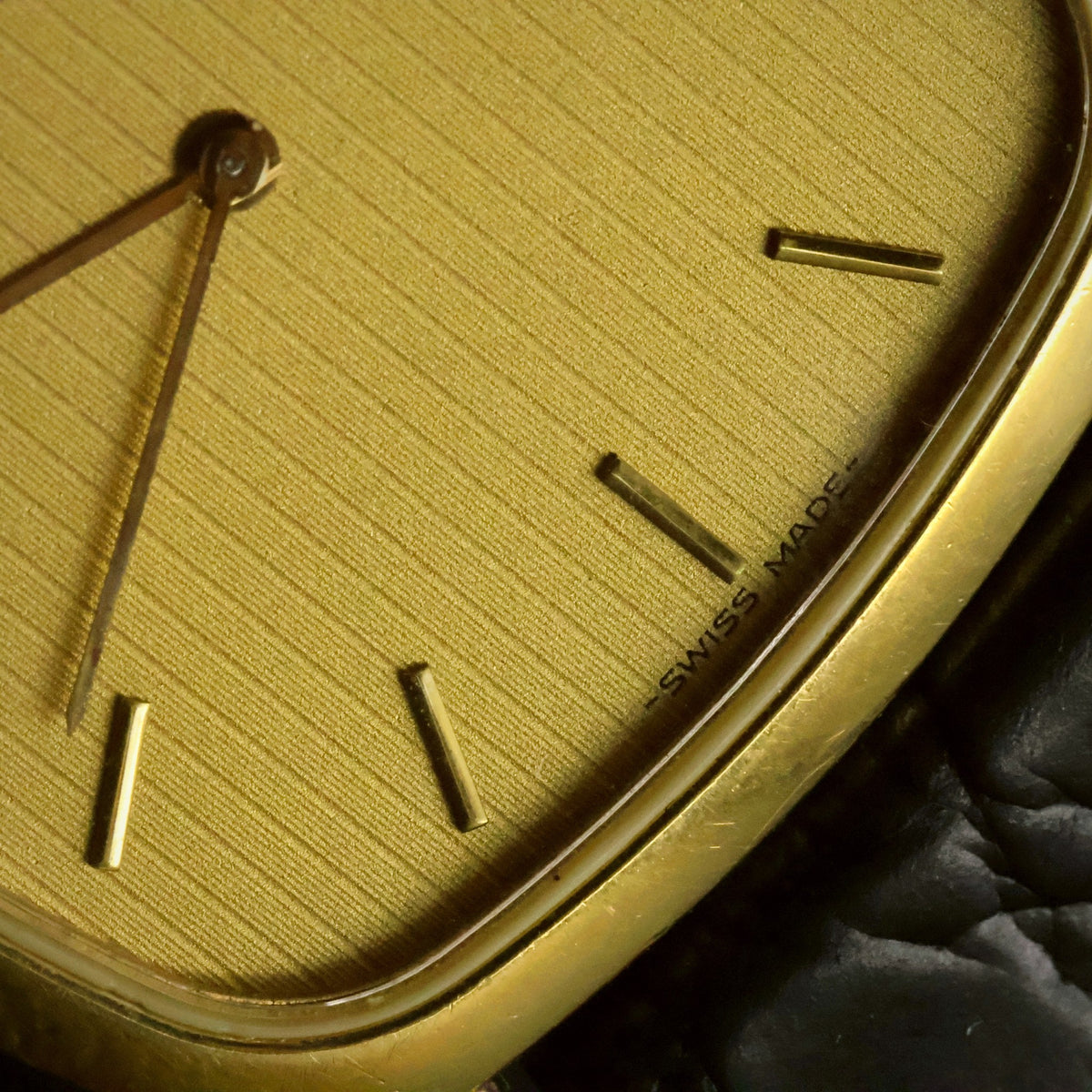 Omega De Ville Quartz | Champagne Striped Dial | Gold Plated Cushion | Two Hands, view 6