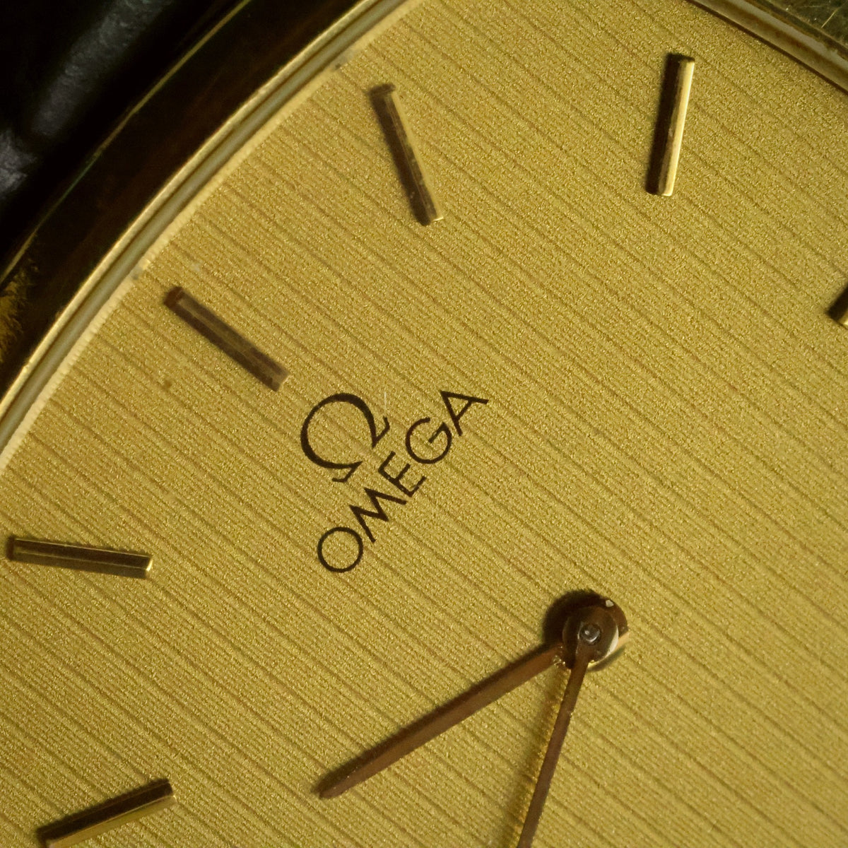 Omega De Ville Quartz | Champagne Striped Dial | Gold Plated Cushion | Two Hands, view 7
