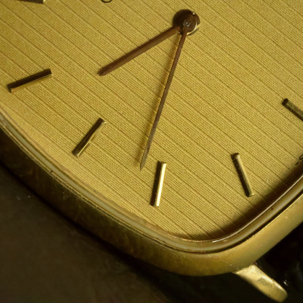 Omega De Ville Quartz | Champagne Striped Dial | Gold Plated Cushion | Two Hands, view 8