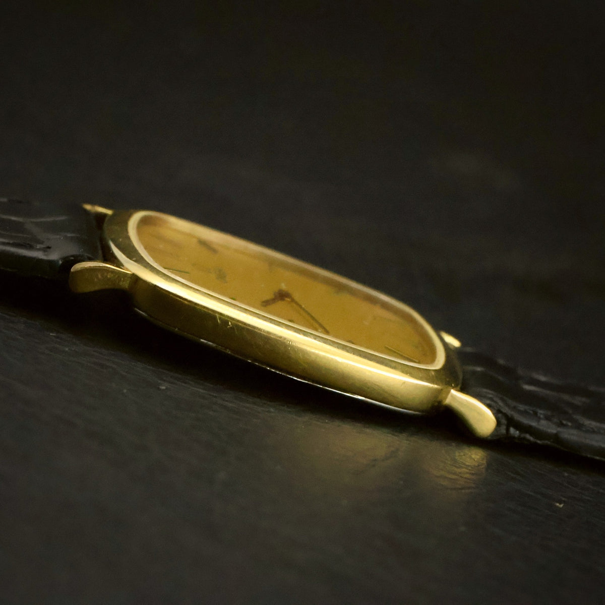 Omega De Ville Quartz | Champagne Striped Dial | Gold Plated Cushion | Two Hands, view 16