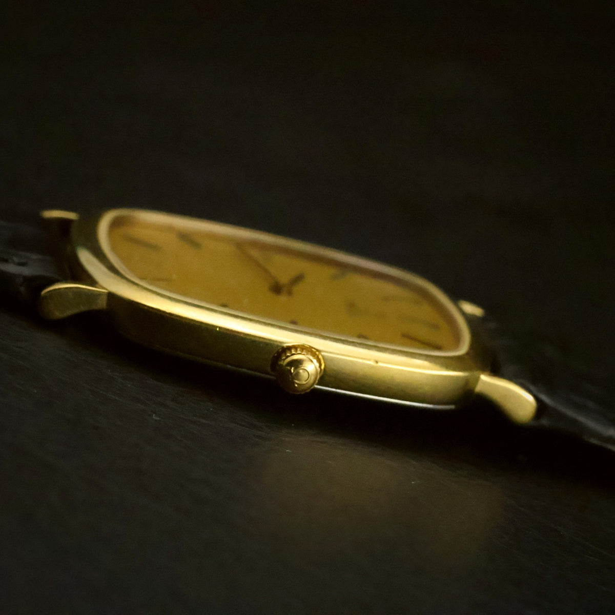 Omega De Ville Quartz | Champagne Striped Dial | Gold Plated Cushion | Two Hands, view 17