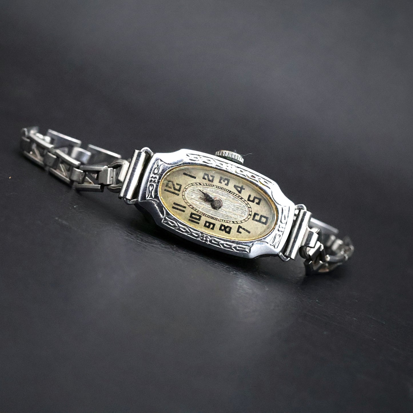 Art Deco Elongated Oval Engraved Ladies' Watch